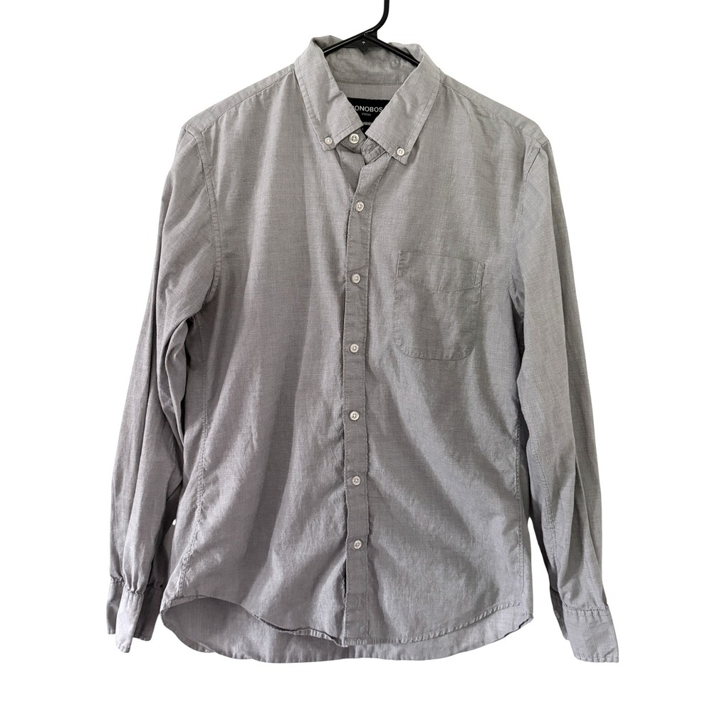 Bonobos Stretch Slim Fit Button Down Shirt Mens Medium Gray‎ Long Sleeve